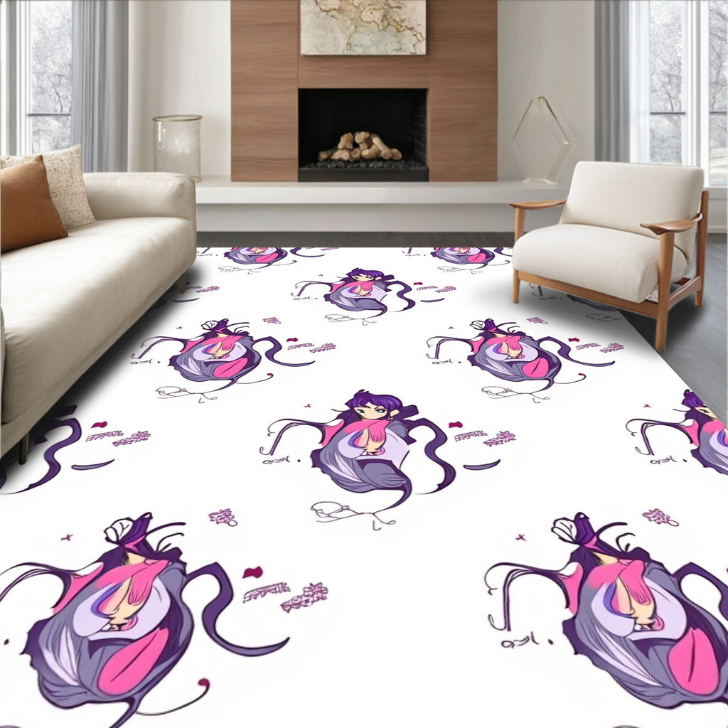 Purple Anime Girl Abstract Swirl Rug