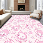 Pink Kawaii Bunny Floral Heart Filled Rug