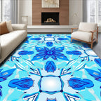 Deep Blue Floral Symmetry Radiance Rug