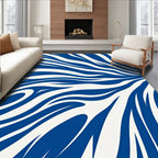 Bold Blue White Curved Stripes Rug