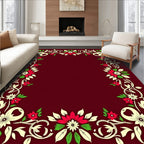 Crimson Floral Vine Swirl Rug