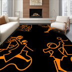 Orange Basketball Players Action Collage Rug