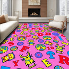 Bright Fuchsia Playful Alphabet Characters Rug