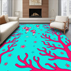Whimsical Coral Fairies Turquoise Rug