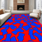 Vivid Red Blue Organic Forms Rug