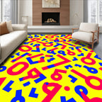 Bold Red Blue Geometric Abstract Rug