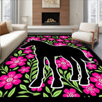 Black Horse Pink Floral Meadow Rug