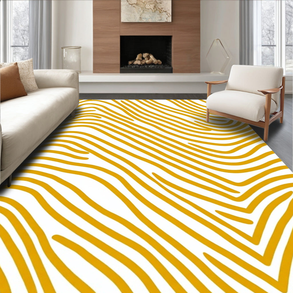 Golden Wavy Stripes Rug