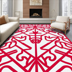 Crimson Lattice Geometric Art Rug