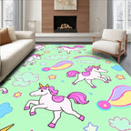 Pink Unicorns With Rainbows And Clouds Rug