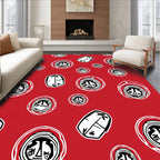 Red Circle Stamp With Geometric Shapes Rug