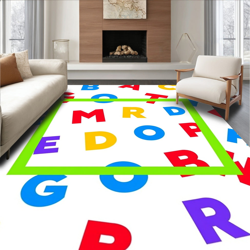 Alphabet Scatter Bright Colorful Square Rug