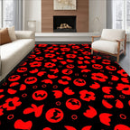Bold Red Floral Whimsical Scatter Rug