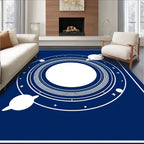 Navy Cosmic Rings Celestial Planets Rug