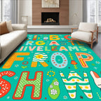 Colorful Whimsical Alphabet Greeting Rug