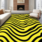Bold Yellow Black Swirl Stripes Rug