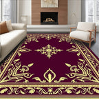 Regal Plum Gold Floral Medallion Rug