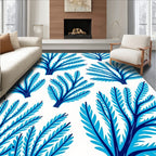 Bright Blue Branch Fern Scatter Rug