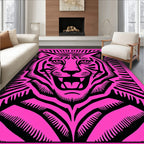 Bold Pink Tiger Face Statement Rug