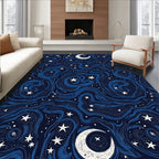Midnight Blue Celestial Swirl Rug