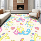 Whimsical Pink Yellow Blue Swirls Rug