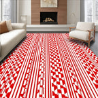 Bold Red Graphic Stripe Collage Rug