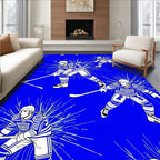 Bold Blue Hockey Player Explosion Rug