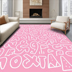 Pink White Alphabet Celebration Rug