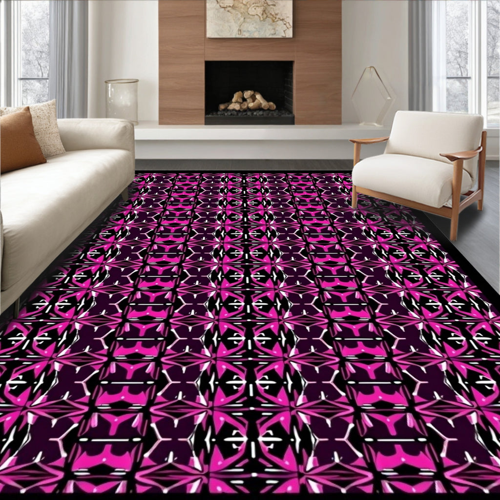 Hot Pink Geometric Kaleidoscope Rug