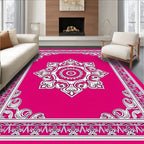 Vibrant Magenta Floral Medallion Border Rug