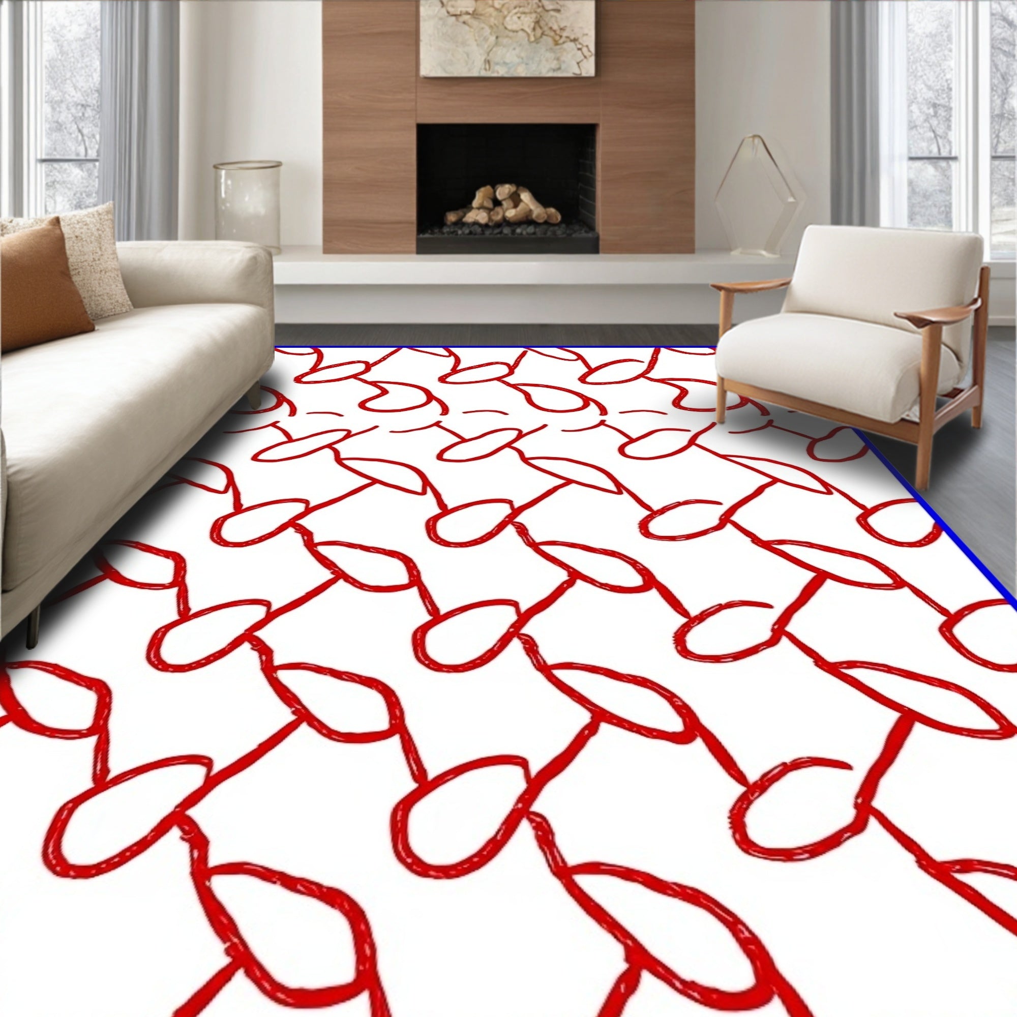 Bold Red Organic Connectors Rug