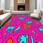 Vibrant Pink Orange Teal Swirl Rug
