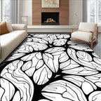 Striking Monochrome Swirls Winged Collage Rug