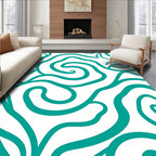 Teal Swirl Organic Abstract Rug