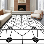 Geometric Black White Soccer Ball Rug