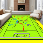 Vibrant Green Sports Play LinesRug Rug