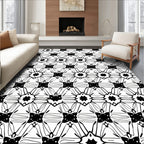 Black and White Geometric Starburst Medallion Rug