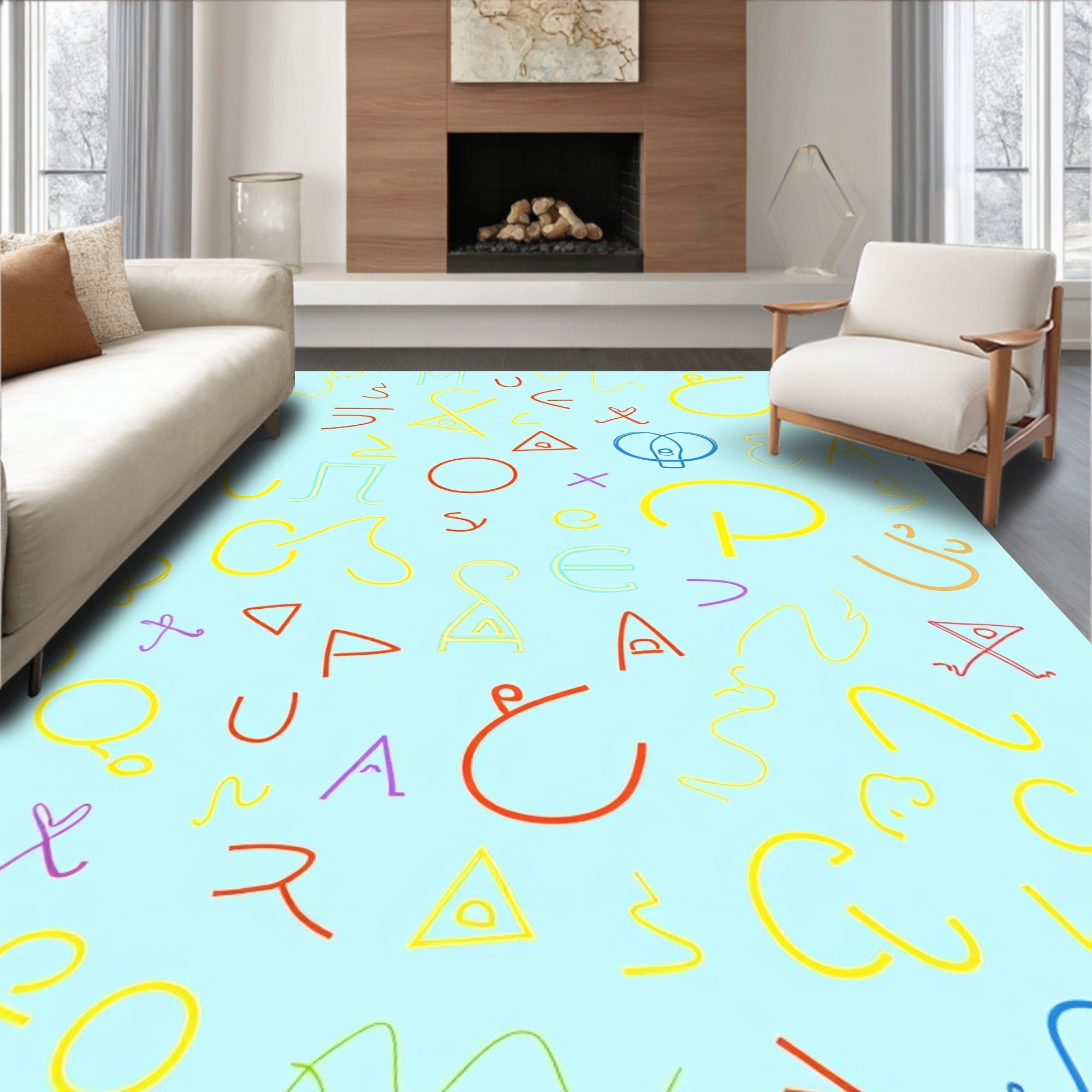 Whimsical Colorful Abstract Doodles Rug