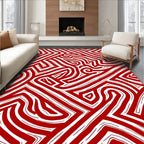 Bold Red Maze Labyrinth Rug