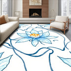 Serene Blue Lotus Vine Swirl Rug