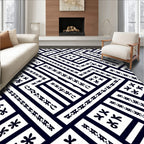 Black White Geometric Abstract Folk Rug