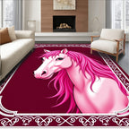 Pink Mane Horse Portrait Medallion Rug