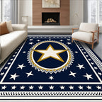 Navy White Gold Star Medallion Rug