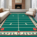 Deep Green Red Geometric Floral Court Rug