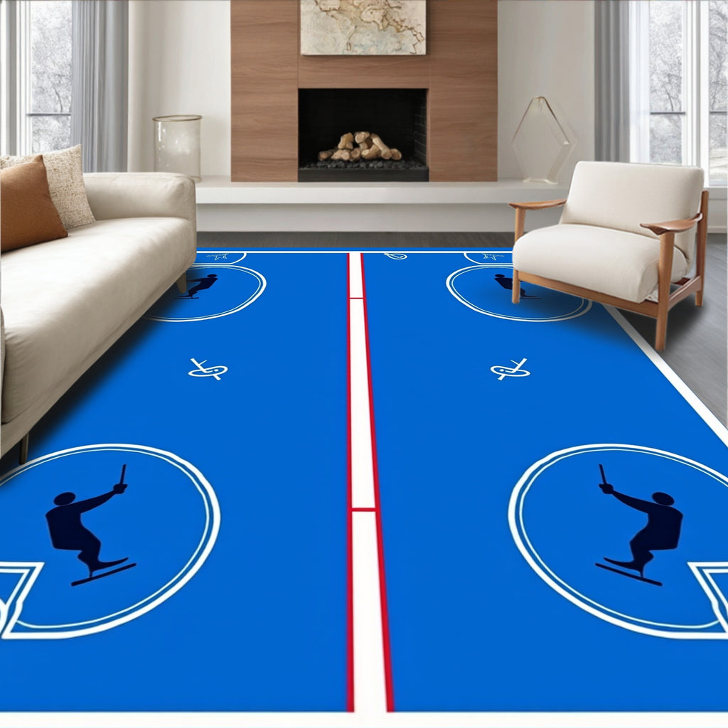 Blue Water Ski Stencil Court Rug
