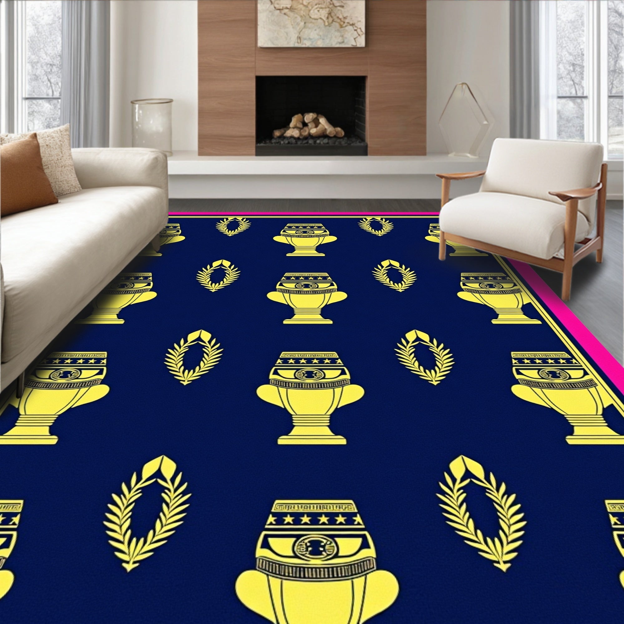 Golden Trophy Laurel Navy Rug