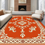 Ornate Crimson Cream Floral Medallion Rug