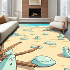 Light Blue Beach Tent Medallions on Sand Rug