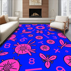 Pink Floral Abstract Numbers Rug