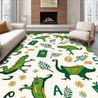 Playful Green Dinosaurs Alphabet Blocks Rug